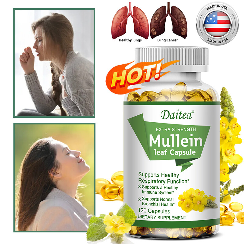 Mullein Leaf Supplements Supports Lung Cleanse Respiratory Function 120 Pills