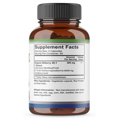 Bilberry Extract 6000 Mg 20:1 Concentrate 120 Capsules Per Bottle Supplement