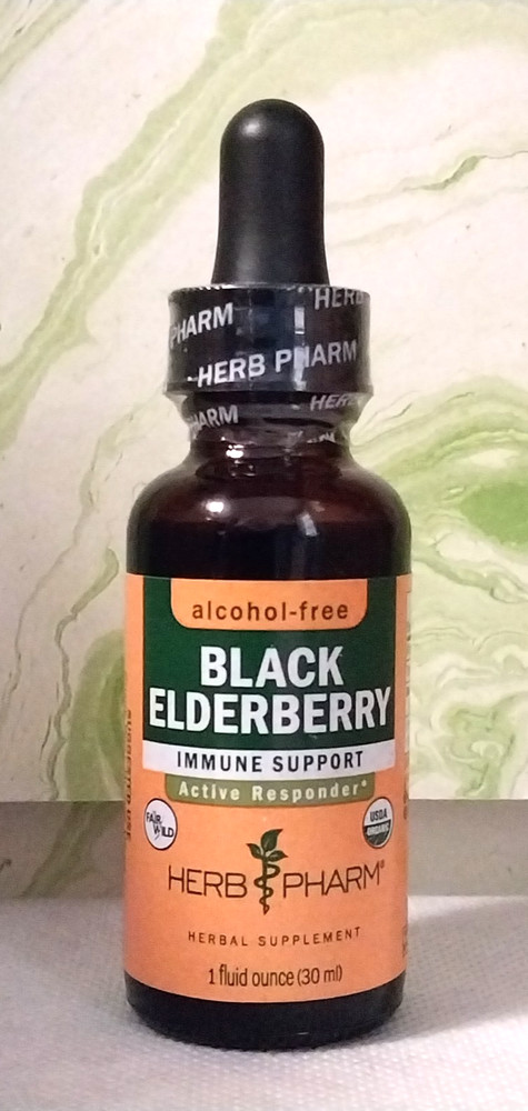 HERB PHARM Organic Black Elderberry Alcohol Free 1 fl oz – Exp 12/2028