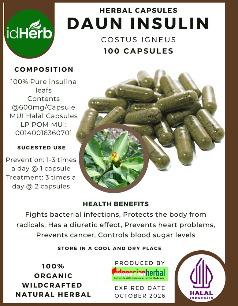 [idHerb] 100-1000 CAPSULES DAUN INSULIN Costus Igneus NATURAL HERBAL
