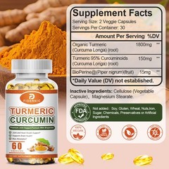 FIDERNIC Turmeric Curcumin BioPerine 60 Count Herbal Dietary Supplement