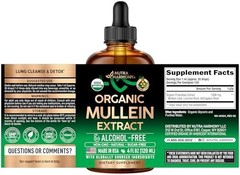 USDA Organic Mullein Leaf Liquid Extract for Lung Support 4 oz