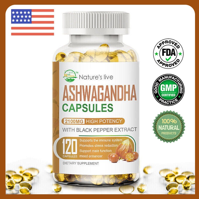 Ashwagandha KSM-66 2100mg Capsules – Stress Relief & Cortisol Balance