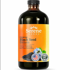 Serene Herbs Black Seed Bitters Liquid Supplement No Alcohol No Fillers 16 fl oz