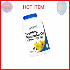 Nutricost Evening Primrose Oil 1,300mg, 120 Softgels – Cold Pressed, Non-GMO, Gl