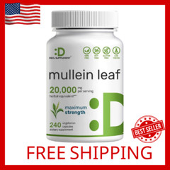 Mullein Leaf 20,000Mg, 240 Veggie Capsules – 20:1 Max Strength Leaf Extract NEW