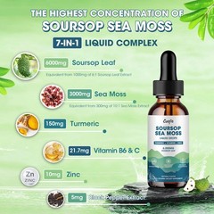 1-5X Soursop Graviola Liquid Drop+Sea Moss Turmeric Regeneration Immune 60ml