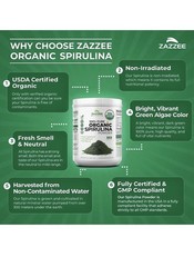 Zazzee USDA Organic Spirulina Powder 2.2 Pounds (1 KG), 303 Servings, 100%…