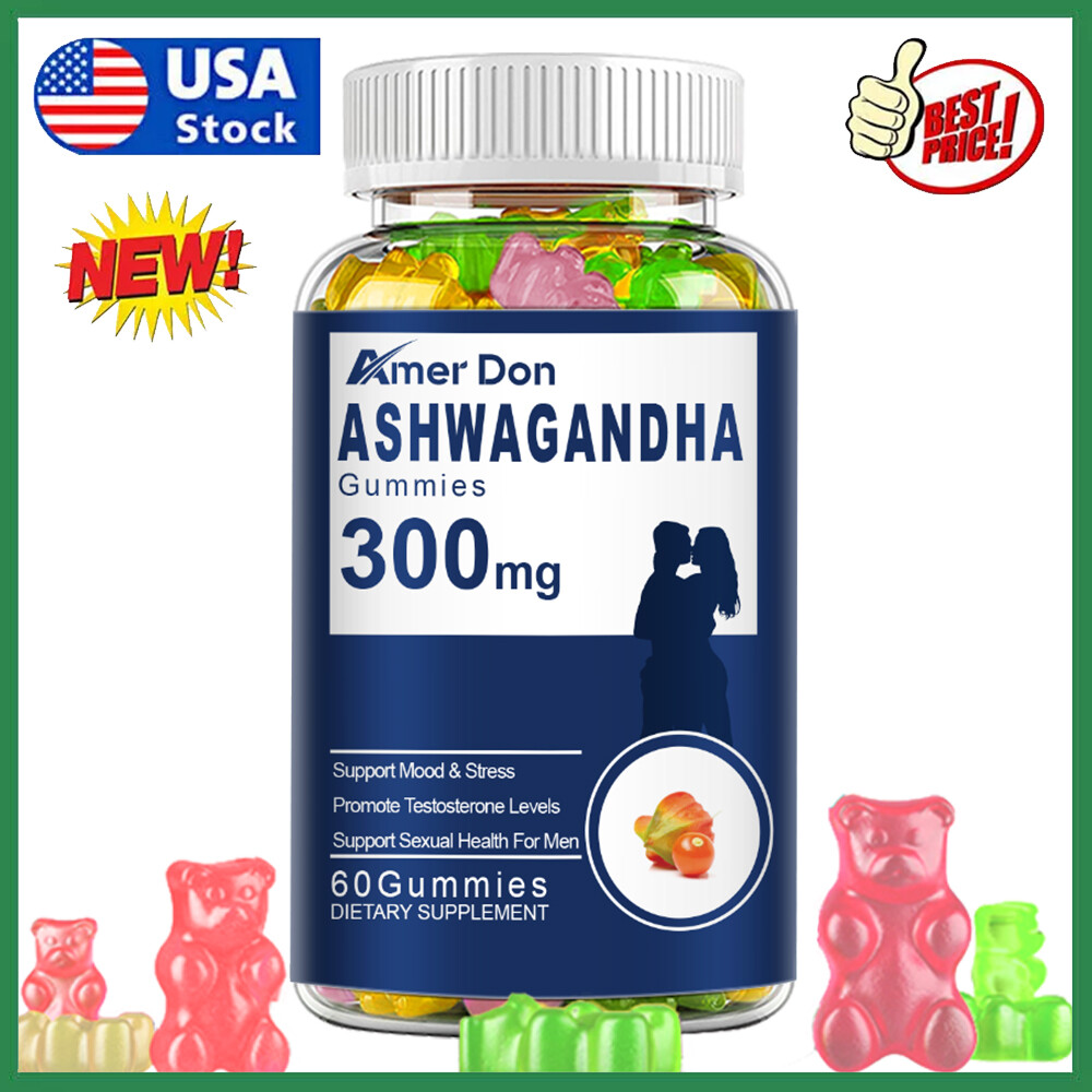 Organic Ashwagandha Gummies 300mg – 60 Vegan Pills – Strong Stress Support USA