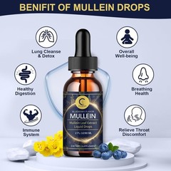 60ml Mullein Drops for Lungs, Detox and Cleanse Mullein Extract Supplement US