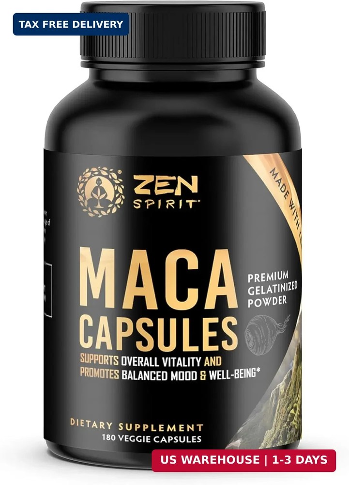 Maca Root Capsules Black Red Yellow Blend 500mg Vegan 180 Capsules 90 Day