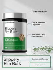 Slippery Elm Bark Capsules | 4000mg | 200 Count | Non-GMO | by Horbaach