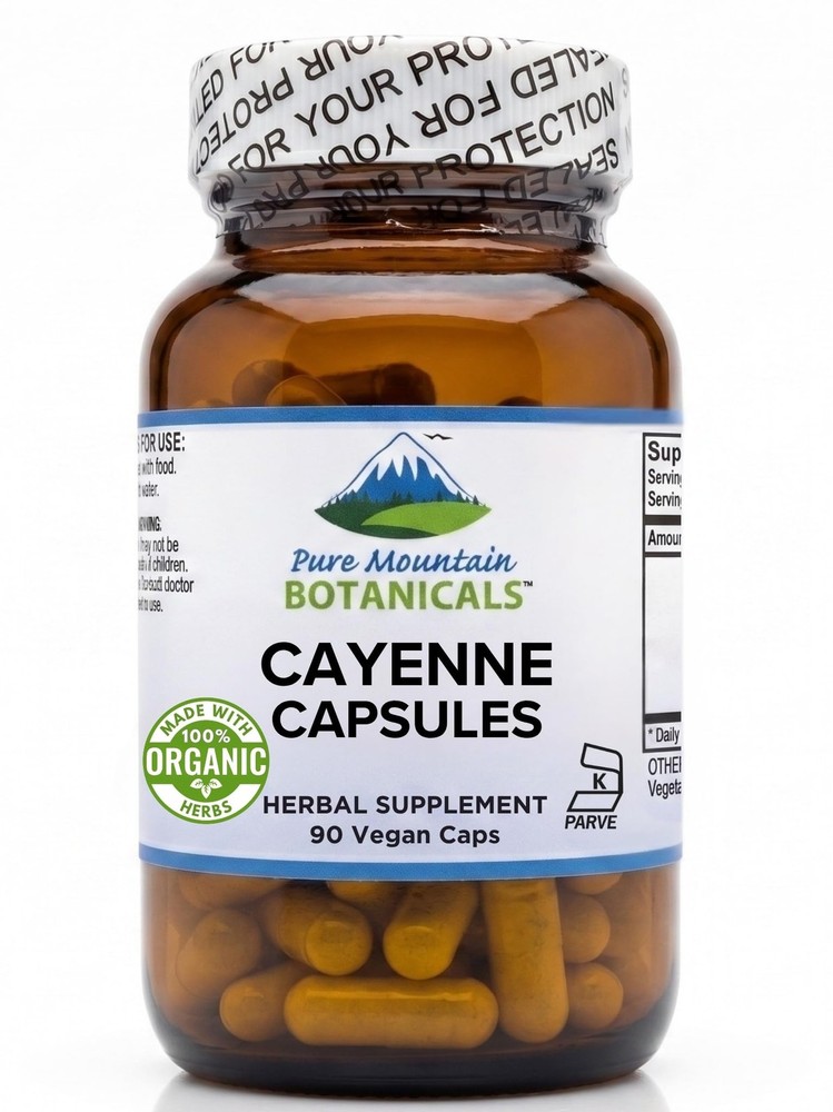 Pure Mountain Cayenne Pepper Capsules Organic Cayenne Supplement with Capsaicin