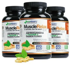 3 Pack! Natural Relaxant Muscle Relax 24/7 Daytime/Nighttime Caps Max Strength