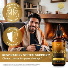 Mullein Leaf Extract Organic Lung Cleanse Drops for Lung Health Natural Herbal ✅