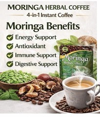 Moringa Herbal Coffee, Cafe Herbal Con Moringa~22 Sachets~440 g~instant Coffee