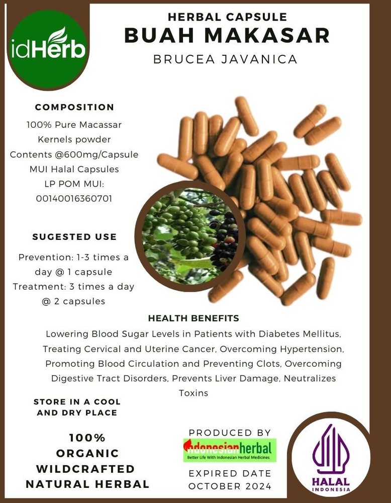 [idHerb] 100-500 CAPSULES buah makasar Brucea Javanica Organic WildCrafted🌿🌿
