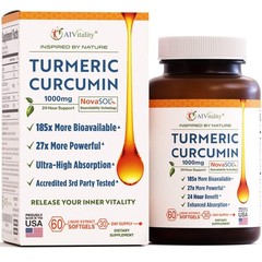 A1Vitality NovaSOL Turmeric Curcumin 1000mg – Clinically 60 Count (Pack of 1)