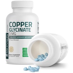 Bronson Copper Glycinate 3mg Chelated Superior 180 Count (Pack of 1)
