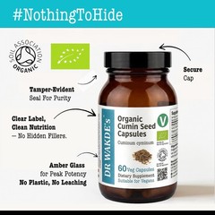 DR WAKDE’S Organic Cumin Seed Capsules, Organic | 60 Veg Caps | Ayurvedic Sup…