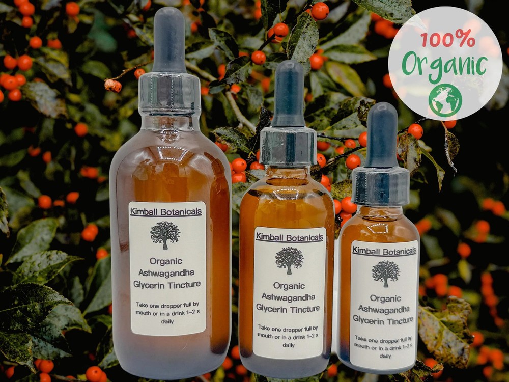 USDA Organic Handcrafted Ashwagandha Root Glycerin Tincture is Double Extracted