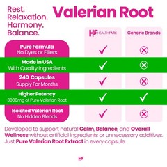 Valerian Root Capsules 240 Pills 3000mg Highest Potency Sleep Aid HealthFare USA