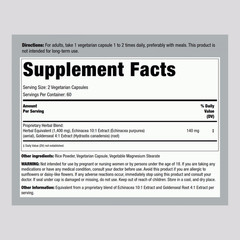 Echinacea Goldenseal Capsules | 1400mg | 120 Capsules | Non-GMO | by Piping Rock
