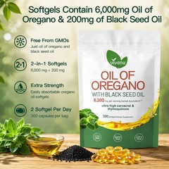 20:1 Concentrated Oregano Oil, Non-GMO Clean Formula with Black Seed Oil