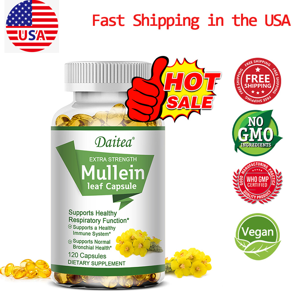 Healthfare Mullein Leaf Capsules Support Lung Cleanse Support Respiratory Health