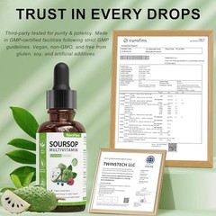 Soursop Multivitamin Liquid Drops, Bitters Liquid, Organic Soursop Leaf Extract