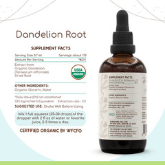 HerbEra Dandelion Root Alcohol-FREE Tincture, Organic (Taraxacum Officinale)