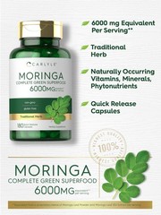 Carlyle Moringa Oleifera Supplement | 180 Capsules | 180 Count (Pack of 1)