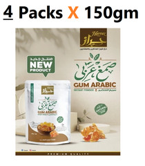Hashab Natural Instant Arabic Gum Powder Acacia species(4 Packs X 150gm)صمغ عربي
