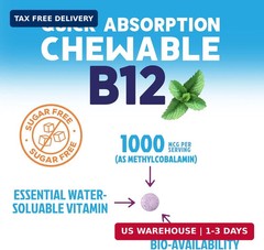 Vitamin B12 Complex (Methylcobalamin) 1000 mcg – 3X Strength B 12 Vitamins Suppl