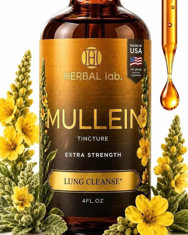 Mullein Leaf Extract Organic Lung Cleanse Drops for Lung Health Natural Herbal ✅