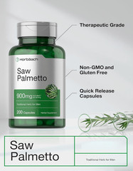 Horbaach Saw Palmetto Extract 200 Caps Non-GMO Gluten Free EXP 11/27