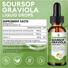 Soursop Graviola Extract Liquid Drops 1800mg Support Regeneration, Immune Boost