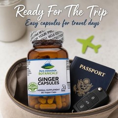 Pure Mountain Botanicals Ginger Capsules – 1000mg Organic Ginger Root – 90 Count