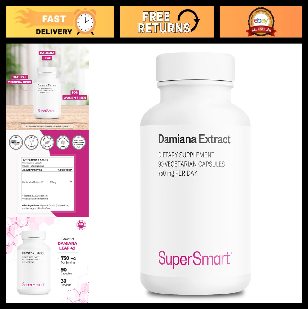 Damiana Extract 750mg – Herbal Supplement for Men & Women | Non-GMO, Gluten-Free