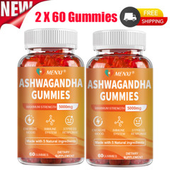 2 Packs Ashwagandha Gummies 5000mg High Potency Ashwagandha Root Extract
