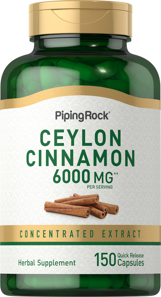 Ceylon Cinnamon Capsules 6000mg | 135 Capsules | Complex | by Piping Rock