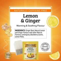 Twinings Lemon & Ginger Herbal Tea 100 Count, 1 Pack