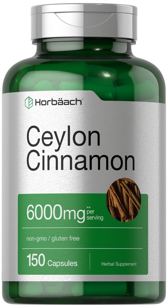 Horbäach Ceylon Cinnamon Supplement | 150 Capsules | 150 Count (Pack of 1)