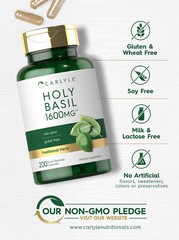 Holy Basil Capsules 1600mg | 200 Count | Leaf Extract Supplement | by Carlyle