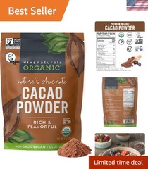 Organic Unsweetened Cacao Powder 8 oz – Rich Dark Chocolate Flavor, Keto &
