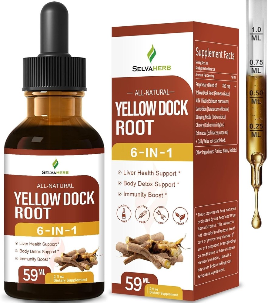 Selvaherb Yellow Dock Root Organic Drops for Liver Health Support & Body Detox