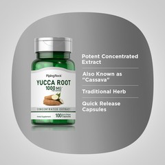 Yucca Root Capsules 1000mg | 100 Count | Non-GMO, Gluten Free | by Piping Rock