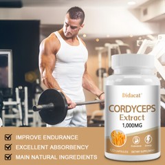 Cordyceps Extract 1000mg Capsules Improve Endurance & Strength Boost Energy
