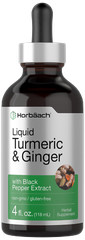 Turmeric and Ginger Liquid 4 fl oz | with Black Pepper | Vegan | by Horbaach