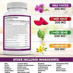 Milk Thistle NAC Chanca Piedra Beet Root Artichoke Dandelion Root Astragalus …